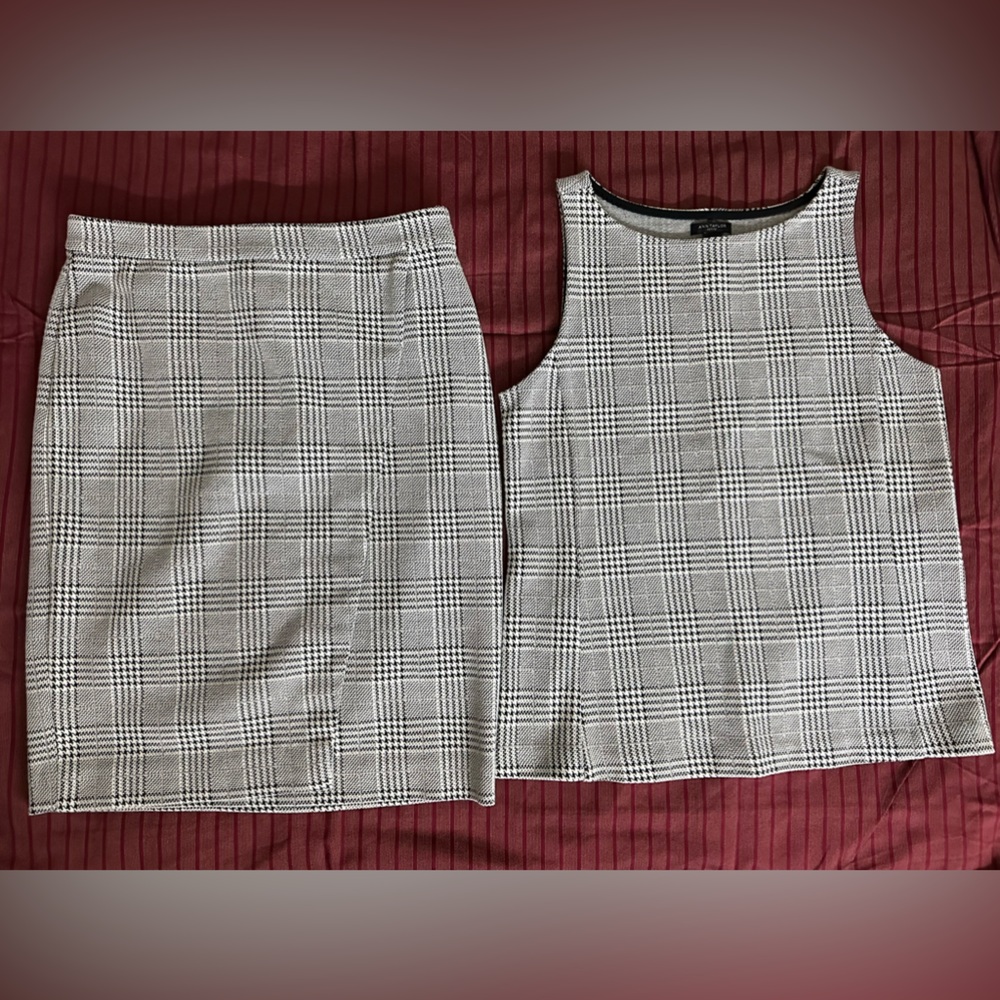 Ann Taylor Plaid Women's Skirt Set petite xs